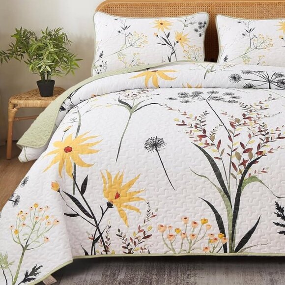 New Country Rustic Floral 3-Piece 100% Polyester Quilt Set • Reversible • KING - Picture 1 of 6